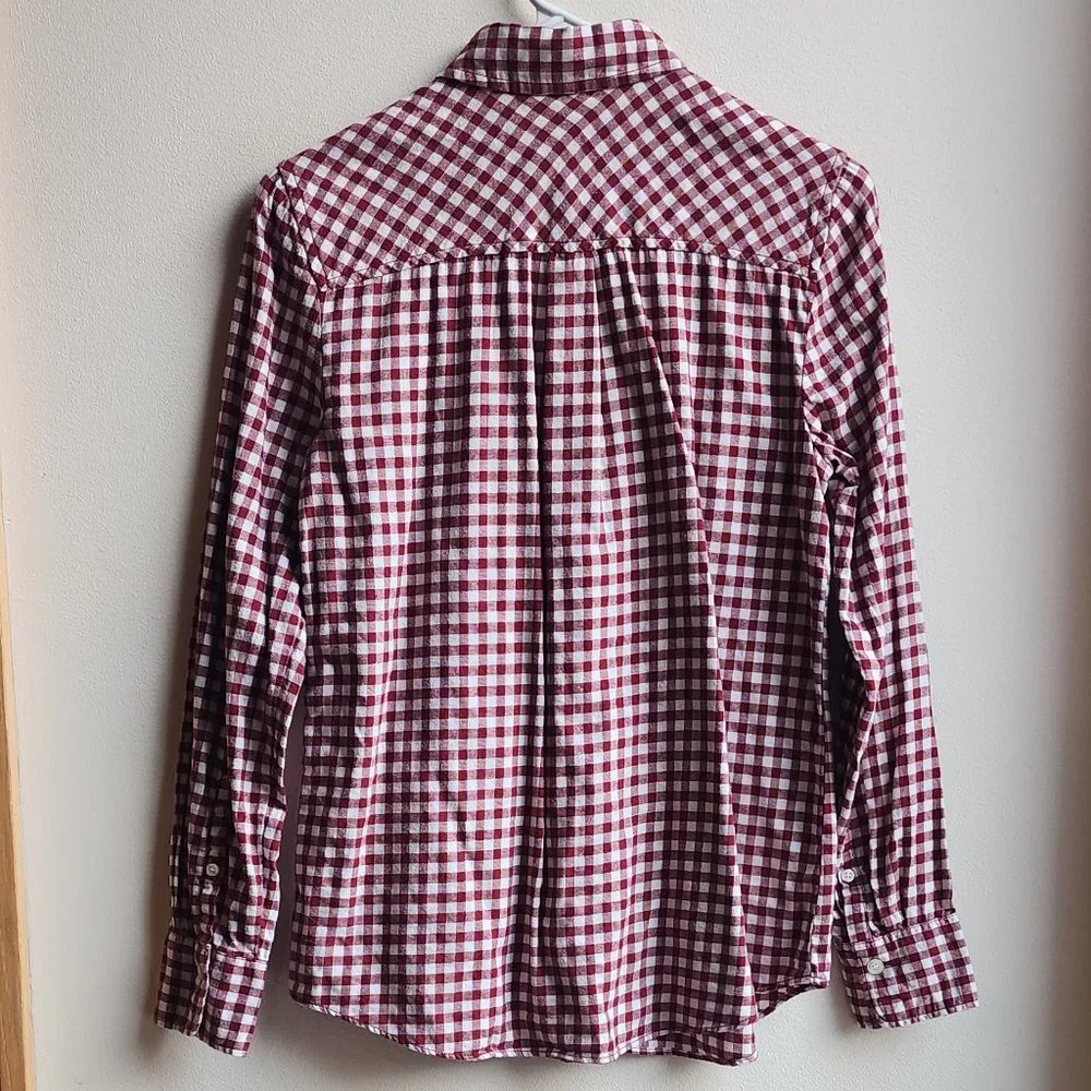 J. Crew Mercantile Red/White Gingham Flannel Button Down Shirt Size XS